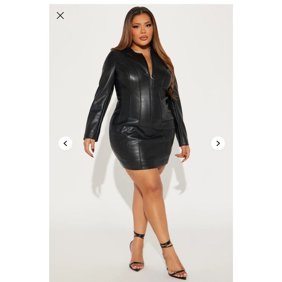 Fashion Nova Harley Faux Leather Mini Dress Size M NWT - Picture 4 of 10